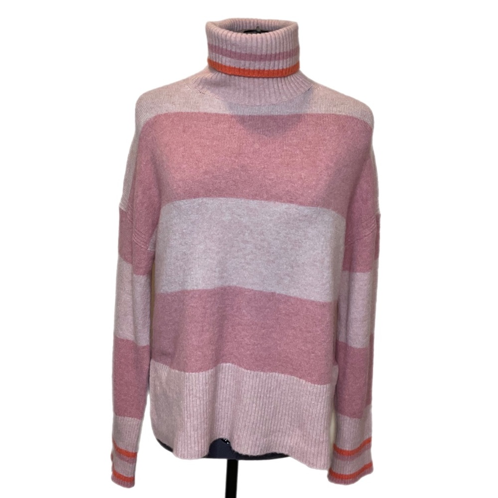 J. Crew Striped Wool Blend Turtleneck Sweater Supersoft Yarn